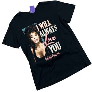 Women's Whitney Houston Graphic Short Sleeve Black T-Shirt - Size XS - NWT